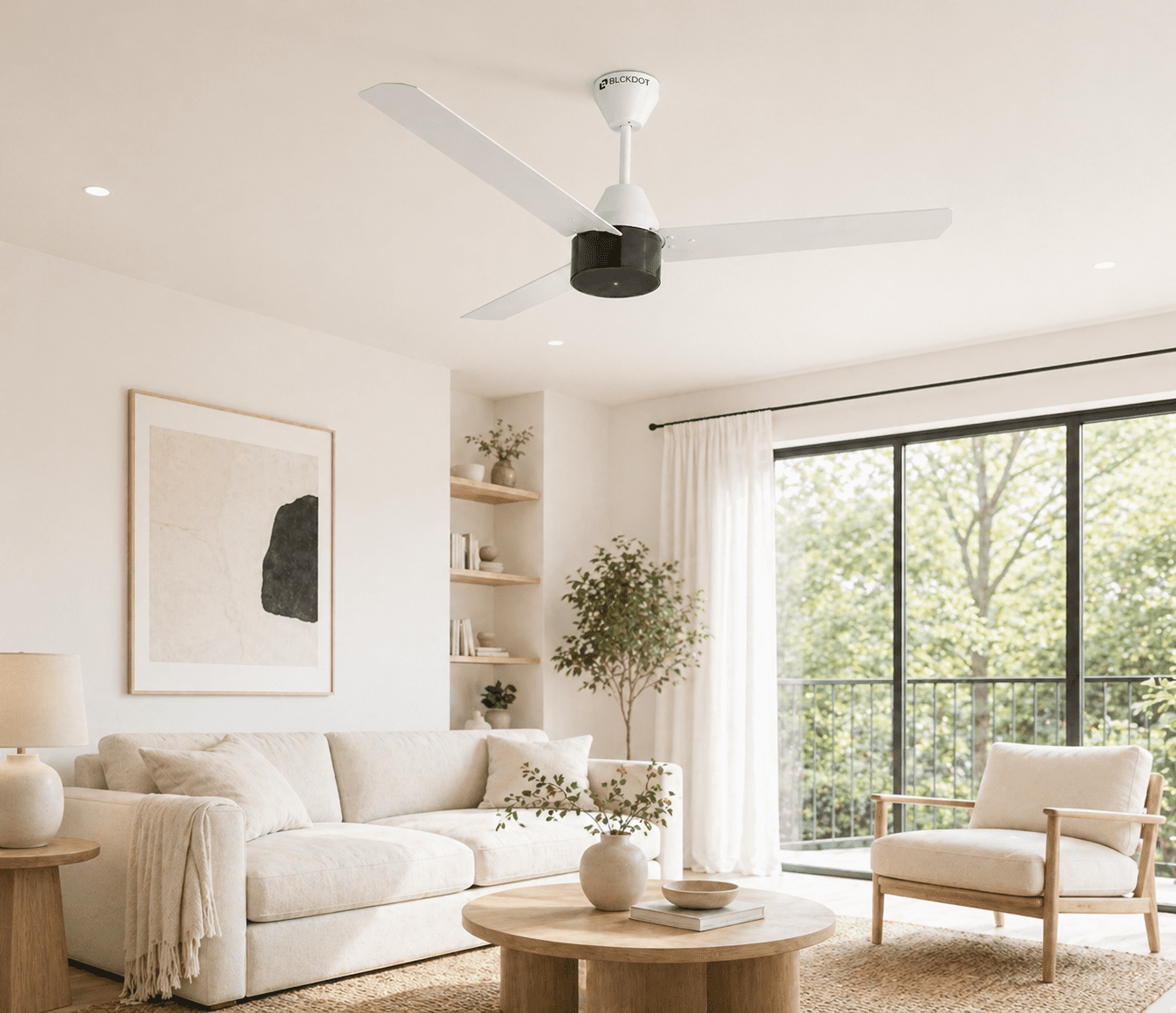GENZEE White Fan in Modern Living Room